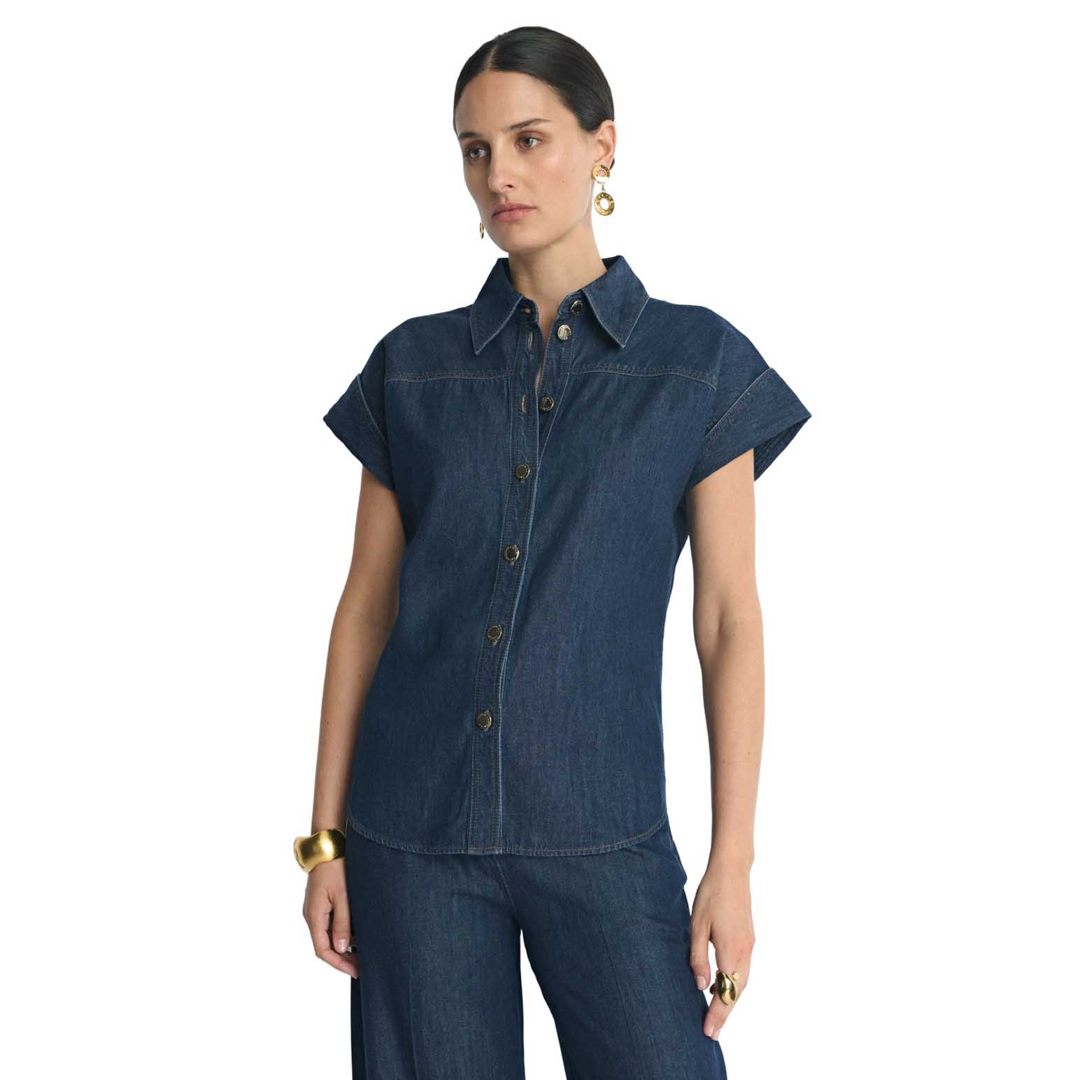 Veronika Maine Denim Button  Shirt